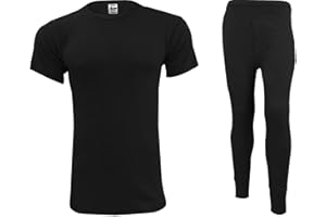 THREAD LINENS Men's Thermal Underwear Set Base Layer - Short Sleeve T-Shirt/Vest/Top and Long Johns For Men Ultra Soft Warm Underwear Man Body Warmer Size S-XXL