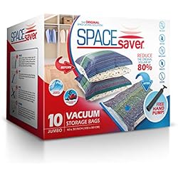 Sacs de rangement sous vide Spacesaver - Lots de 10 sacs de qualité supérieure offant 80% d'espace de stockage supplémentaire Pompe manuelle pour le voyage.
