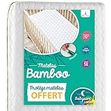 Babysom - Matelas Bébé Bamboo + 1 Protège matelas Imperméable OFFERT - 70x140cm - Déhoussable - Epaisseur 12cm