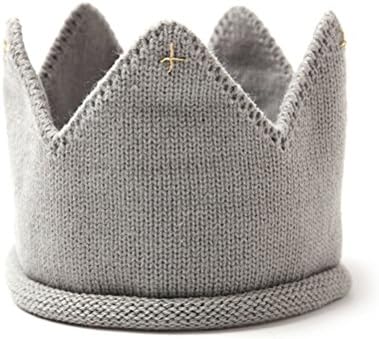 YeahiBaby Baby Knit Crown Hat Boys Girls Warm Crown Winter Soft Knitted Crochet Cap Crown Headband (Grey)