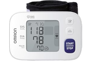 Omron RS4 Blodtrycksmätare, Vit, 2 x 9.3 x 6.2 cm | Kliniskt validerad BP-maskin med BP-manschett (13,5-21,5 cm), handledsmät