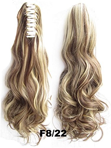 Queen Wig Long wave Jaw Claw Clip Ponytail clip on hair piece extension pony fall - #8H22 medium brown/Light blonde