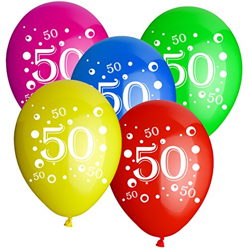 Luftballons mit Motiv zum 50 Geburtstag - Geeignet zur befüllung mit Helium oder Luft - Europäische Qualität - Freie Stückwahl - Bunte Mischung
