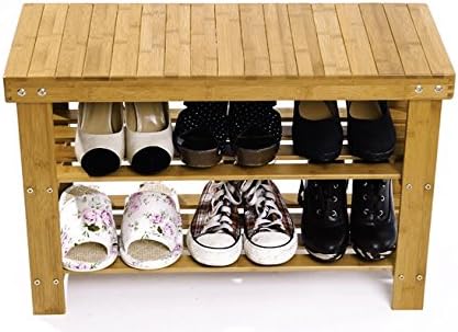 EVST 2-Tier Bamboo Shoe Rack Bench Storage Organiser Made of 100% Natural Bamboo Max Load Capacity up to 100KG (70)