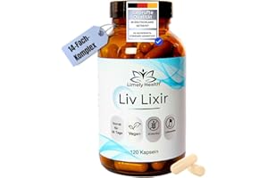 LIMELY HEALTH LIV LIXIR®, Leber Komplex, 120 Kapseln, Stoffwechsel beschleunigen, Leberkur, Laborgeprüft, 14-fach-Komplex, natürliche Inhaltsstoffe, Leber Entgiften, Fettleber, Cholin, Mariendistel