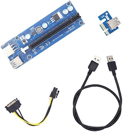 Marktol PCI-E 1x to 16x Powered Riser Adapter Card Mining Machine Enhanced Extender 60cm USB 3.0 Cable SATA 15 Pin-6Pin(10 Pcs)