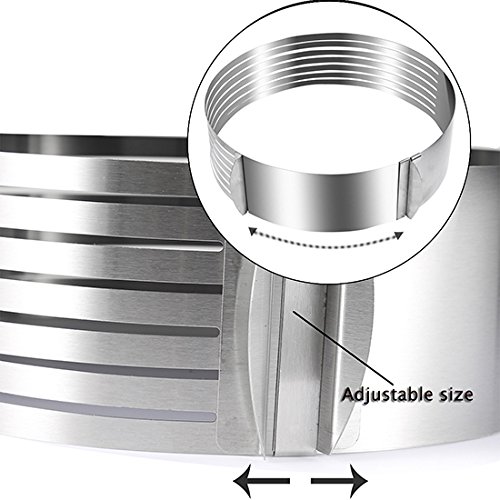 ONEDONE Tortenboden-Schneidhilfe Einstellbar Edelstahl Tortenring Mousse Ring Kuchen Backform Schneide Schicht Form Kuchenschneider Slicer (9-11inch) - 5