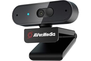 AVerMedia Webcam PW310P - Webcam 1080p/30 fps, videochat y grabación, Plug & Play, micrófonos, Streaming, Enfoque automático, Funciona con Skype, Zoom, Team, Color Negro