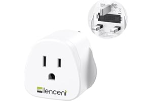 LENCENT US to UK Plug Adapter, 2/3 Pin USA to 3 Pin UK Plug Adaptor, American/Mexico/Canada to British Travel Plug Adapter, 1 Pack, White