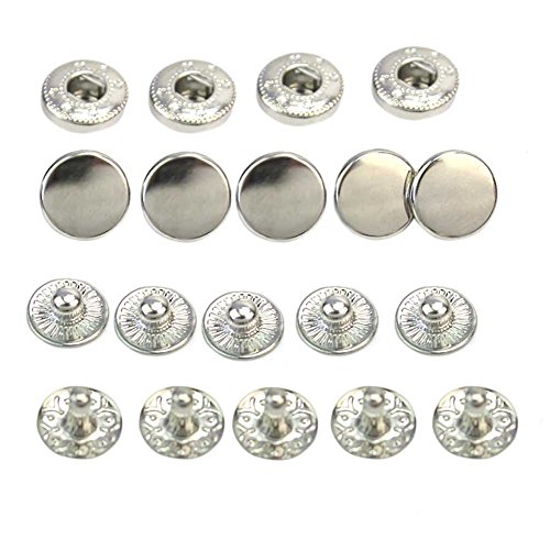 Pinzhi 50 Stück 10mm Silberfarbe Metall Snap Presse Verbindungselemente Nieten ohne Nähen Knöpfe neu