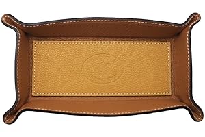 FrasiBags Svuotatasche Design Moderno in Vera Pelle Made in Italy, Vassoio Portaoggetti Ingresso, Svuota Tasche da Ingresso Organizer Scrivania Rettangolare Piccolo (Senape)