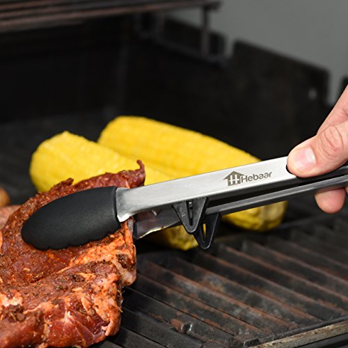 Hebaar – universelle Küchenzange Silikon & Edelstahl rostfrei 2er Set | Grillzange Pfannenwender Bratenwender Nudelzange Fleischzange Kochzange Greifzange Salatbesteck Gebäckzange Grillbesteck Wender - 7