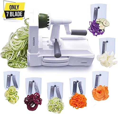 Ultimate Only 7-Blade Vegetable Slicer Strongest Heaviest Duty Veggie Pasta Spaghetti Maker for Healthy Low Carb/Paleo/Gluten-Free Meals With 3 Exclusive Recipe E-Books …
