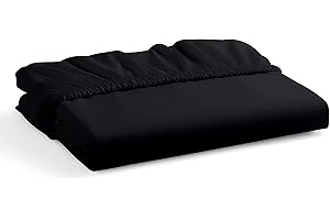 ML MASSARI LIMITED Fitted bed Sheet 40CM Extra Deep Black Single Bed Size Hotel Quality Poly Cotton (Black, Single 40CM)