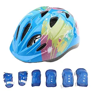 Segolike Kids Children Roller Skating Bicycle Cycling Scooter Helmet Knee Elbow Pad Wrist Guard Set(7 Pieces)