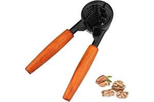 Salubohum Nussknacker， Clip mit Holzgriff und Antirutsch, 19cm, aus Aluminiummaterial, geeignet für alle Arten von Muttern (schwarz)