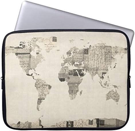 Map of the World Map from Old Postcards Computer Sleeves Laptop Sleeve 15/15.6 Inch,Notebook/MacBook Pro/MacBook Neoprene Air Laptop Computer Sleeves