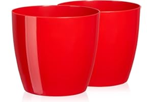 ‎TYMAR Tymar Pack of 2 Round Shape Planter (Red, Diameter 12 cm)