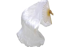 Calcifer Lot de 2 éventails en soie et bambou pour danse du ventre 180 cm #02