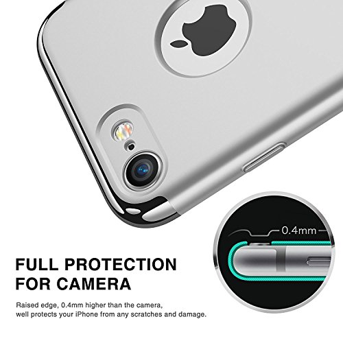 iPhone 7 Case, RANVOO 3 in 1 Hard Slim Anti-Scratch Shockproof Electroplate Frame with Coated Surface Case for Apple iPhone 7 (2016), Silver [LOGO Cut-out]