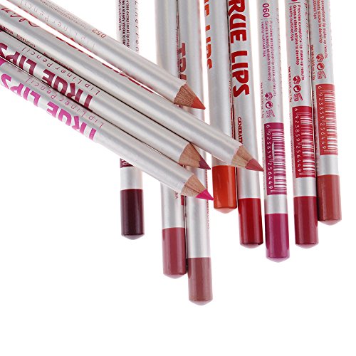 12 Colors/Set Multifunktions Eyeliner & Lipliner & Pencil Set Wasserdicht Lip Liner Set Lidschatten Stift Lidstrich Schönheit Makeup Set Molie - 7