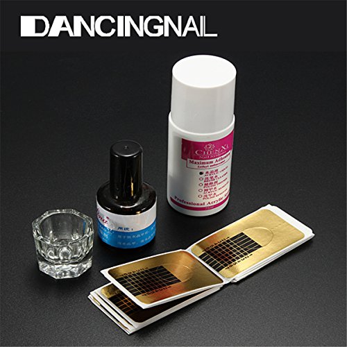 DancingNail Kunstnägel Set Acryl Pulver, Primer, Feile, Buffer, Schablonen, Pinsel - 3