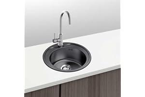 Gresinex | Fregadero Redondo 1 Seno Acero Inox 49Ø | Negro Antracita | Encastrar - Modelo Estambul - Tratamiento PVD