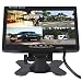 Produktbild Camecho 7 Zoll 4-Splitscreen Monitor Quad Multiplexer Bildschirm TFT LCD 800x480 HD Screen für Auto LKW PKW Rückfahrsystem Rückfahrkamera 4-Kanal RCA input On-Dash Ständer