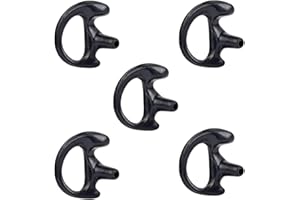 HYSHIKRA Replacement Soft Earmould Earpiece Earbud Air Acoustic Headset Earplug for Walkie Talkie Coil Tube Audio Kits,5 Pairs (Black, LARGE LEFT)