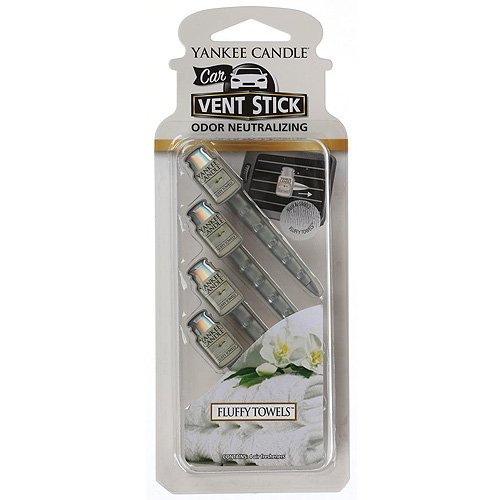 Yankee Candle 1207038E Flauschige Handtücher 4 Stück Autoduft Vent Sticks, Plastik, weiß, 7.6 x 19.2 x 1.7 cm