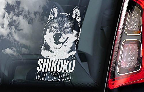 Shikoku on Board - Car Window Sticker - Dog Sign Decal - Internal Printed - V01