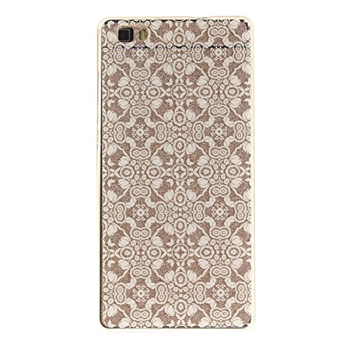 Huawei P8 Lite 2016 5.0 Zoll Hülle Silikon Weiß Spitze Durchsichtig mit Muster,SKYXD Biegsam Klar Weich Dünn Kratzfeste Gummi Handy Schutz Schale mit [Handyanhänger + Eingabestifte] Etui Fall für Huawei P8 Lite 2016 5.0 Zoll Transparent Premium Case Flexible Clear Soft Slim Backcover Skin with Touch Pen Dust Plug - 2