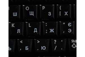 Qwerty Keys Ukrainisch Russisch transparente Tastaturaufkleber mit Weißer Buchstaben - Geeignet für Jede Tastatur