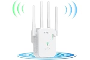 CRST WiFi Extender Booster, 1200Mbps WiFi Booster Range Extender with 4 Antenna, Dual Band 5GHz & 2.4GHz, Support Repeater/AP/Router Mode, White
