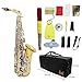 Produktbild ammoon Lade Alto Saxophon Tenor Messing glänzend Gravur EB e-flat weiß natur Shell Knopf Blasinstrumente mit der Handschuhe Case Mute Reinigungstuch Fett Belt Brush