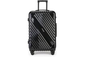 Fly Kite Luggage 28 Inch Large Suitcase PC+ABS Hard Shell with Aluminium Trolley Handle, Real TSA 3 Digit Secure Lock, 360° Smooth Wheels Lightweight Suitcase Black