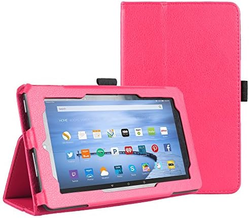 All-New Fire HD 8 Tablet Case PU leather Slim Folding Stand Cover for Fire HD 8 (7th Generation, 2017 Release Only) (Hot pink)