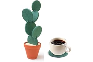 Dekaim Tapete para Tazas, 6 Posavasos para Bebidas, Novedad, Tapete para Tazas de Cactus en Maceta, CojíN con Aislamiento TéRmico, Posavasos, DecoracióN de Escritorio para Mesa
