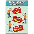 SAS10E | TeachingNest | 3 Causes of Accidents | English | 33x48 cm | Accidental Safety Poster | Industrial Safety Posters | Wall Sticking [Poster] teachingnest; Industrial Safety Posters and Accidental Safety Posters