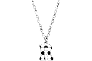 Astellea Football Gifts for Girls Boys Initial Necklace for Soccer Players Lovers Coach Fashion Football Letter Necklace Christmas Birthday Party Jewelry Present for Son Daughter Teenage