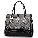 【Hochwertiges Material】: die Außenseite der Damen Taschen besteht aus Krokodilmuster steifes Lackleder, welches anti-Kratz und wasserdicht ist; das Innenmaterial aus Polyestergewebe, die trocken und staubdicht ist.