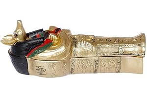 ‎PUCKATOR lotusandlime Anubis Sarkofag z mumią, żywica, wielokolorowa, długość 13,5 cm