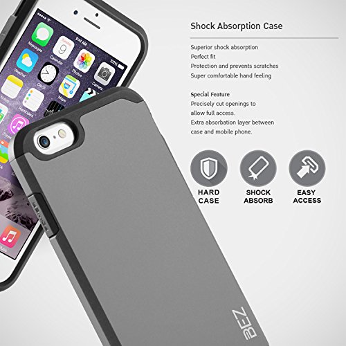 iPhone 6S Case - BEZ® Apple iPhone 6 Shockproof Mobile Phone Cover Shock Absorbing Best Heavy Duty Dual Layer Tough, Gray reviews iPhone 6S Case - BEZ® Apple iPhone 6 Shockproof Mobile Phone Cover Shock Absorbing Best Heavy Duty Dual Layer Tough, Gray