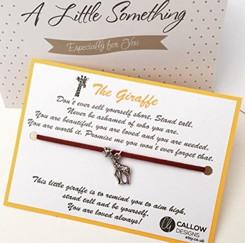 Giraffe Greetings Card and Charm Wish Friendship Bracelet Handmade Homemade Small Gift by Callow Designs