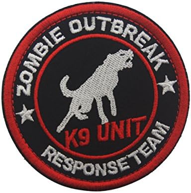 3" Round Sized Zombie Outbreak Response Team K9 Unit Embroidered Patch Hook and Loop Backed Badge for Tactical Dog Harness Vest