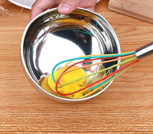 VECELO Silikon und Edelstahl Schneebesen Rührbesen Set 3-teilig，Ei und Milchaufschäumer Geschirr für mischen,Schlagen,Rühren - 4