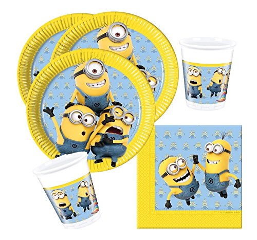 36-teiliges Party-Set Minions - Lovely Minions - Teller Becher Servietten für 8 Kinder