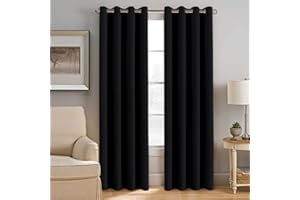 Ved Thermal Insulated Blackout Curtains 66 x 72 Inch (2 Panels) (Black)