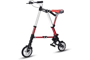 ZLYJ Bici Pieghevole 8 Pollici, Bici Pieghevole in Alluminio Leggero, Bici Città Regolabile Comoda, Telaio in Alluminio, Bici Viaggio All'aperto per Uomini Donne Red