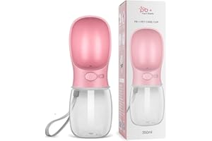 Swonuk Botella de Agua para Perros de Viaje, 350 ml, para Mascotas, antibacteriana, portátil, dispensador de Agua, Ideal para Viajes al Aire Libre, Rosa